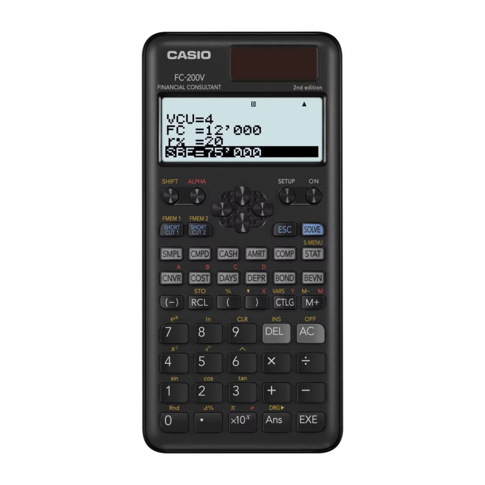 Калкулатор CASIO FC-200V-2, финансов, 10+2 dgt , 162х77х13.8 мм, черен