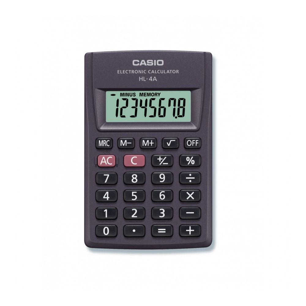 Калкулатор CASIO HL-4A, джобен, 8 dgt, 87x56х8.8 мм, тъмносив