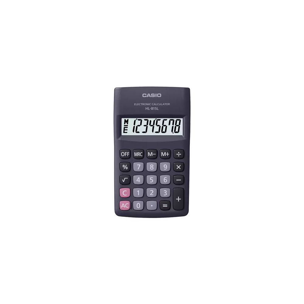 Калкулатор CASIO HL-815L-BK, джобен, 8 dgt, 118х69.5х18 мм, тъмносив