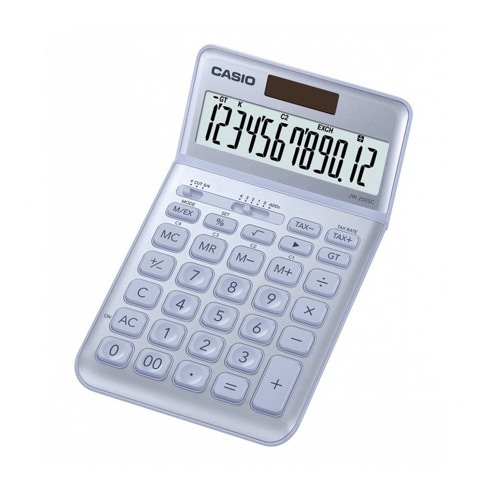 Калкулатор CASIO JW-200SC-BU, настолен, 12 dgt, метален панел, 183.5x109x10.8 мм, св. син металик