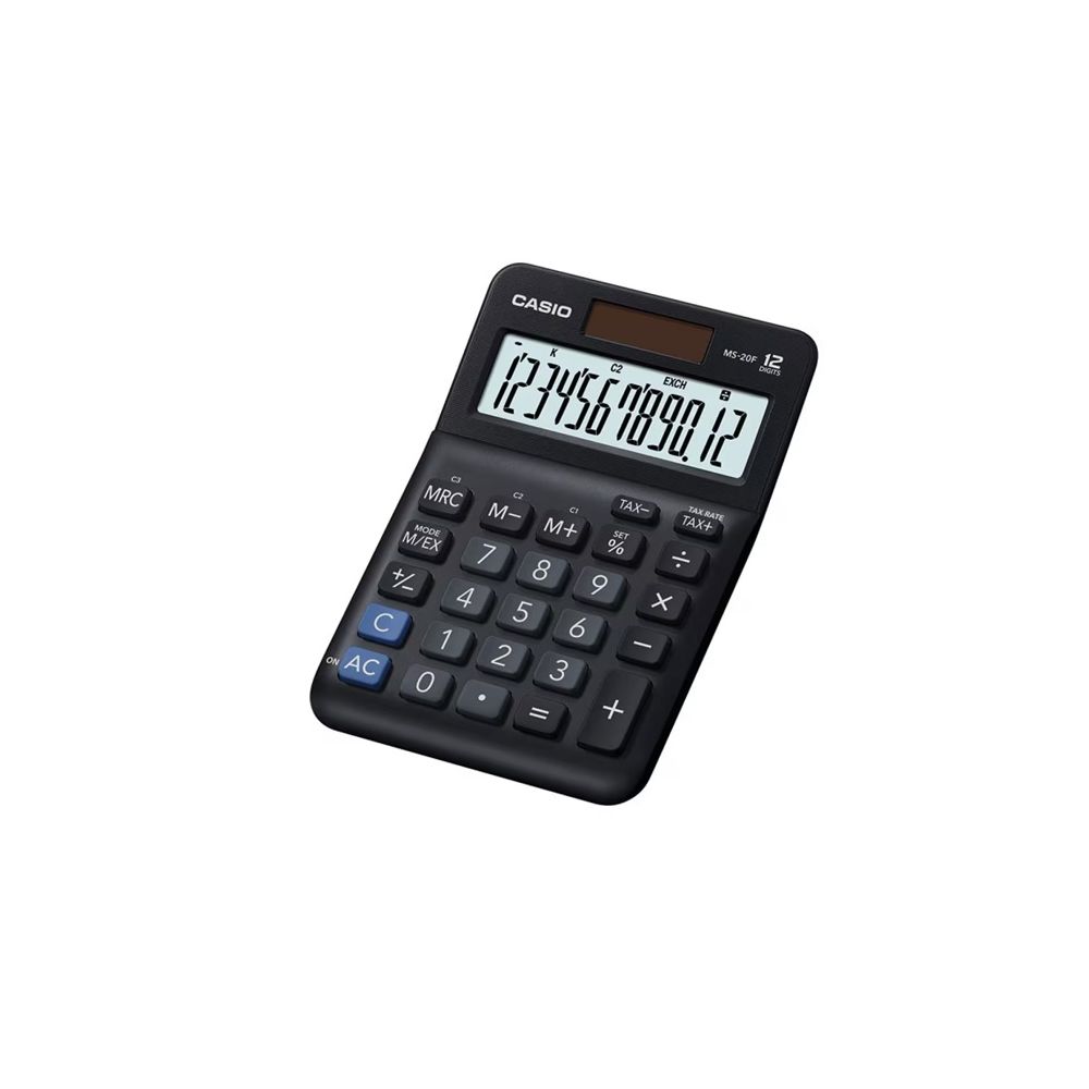 Калкулатор CASIO MS-20F, настолен, 12 dgt, 148.5x101x27.6 мм, черен