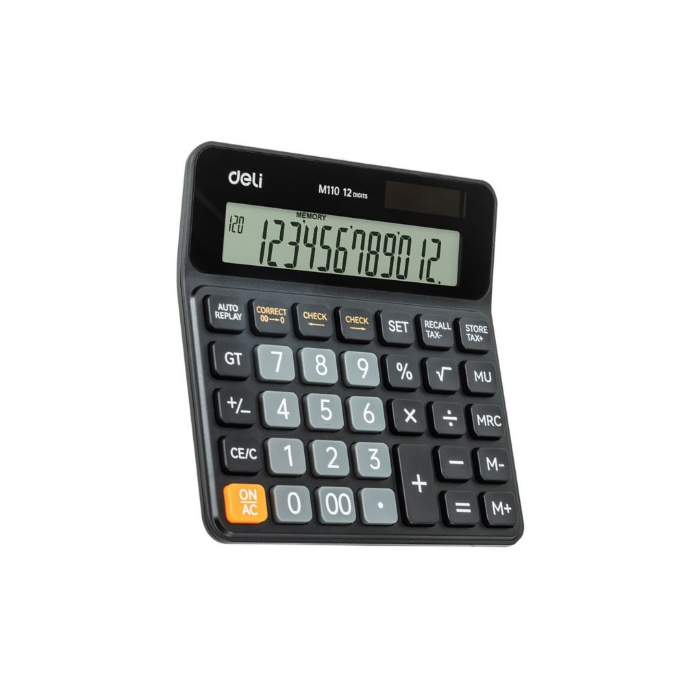 Калкулатор Deli EM110, настолен, 12 dgt, 129x129x26.5 мм, черен