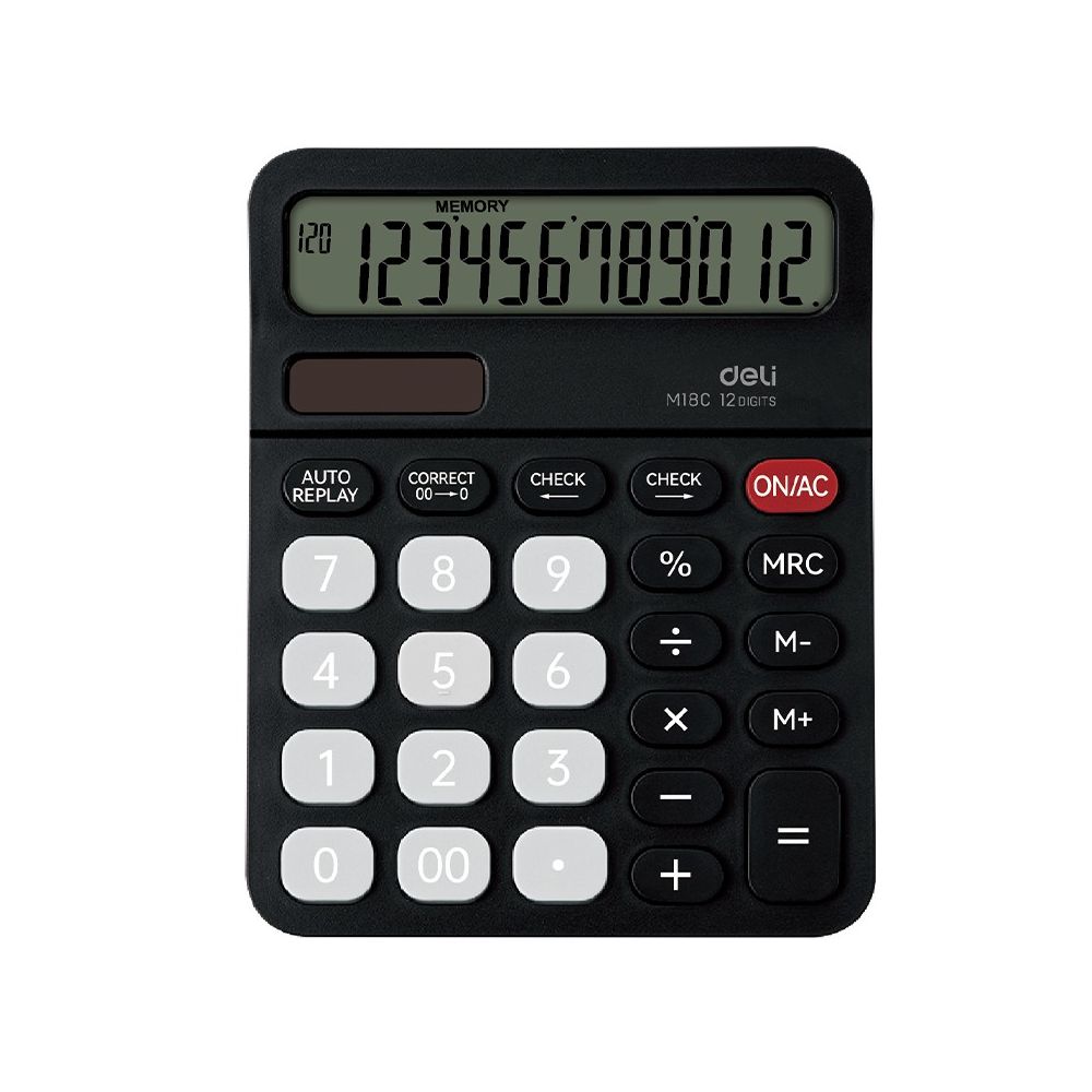 Калкулатор Deli EM18C, настолен, 12 dgt, 147х117.6х33.5 мм, черен