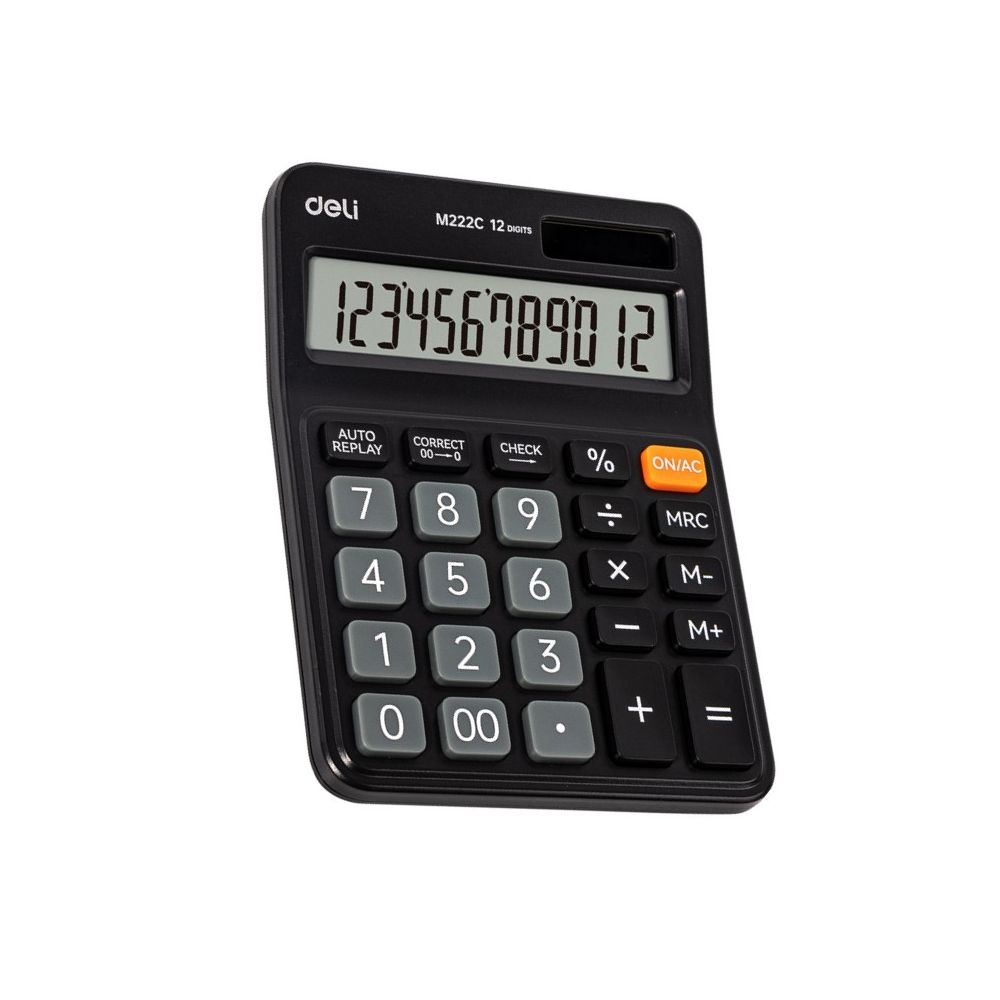 Калкулатор Deli EM222C, настолен,12 dgt, 150х110х28 мм, черен