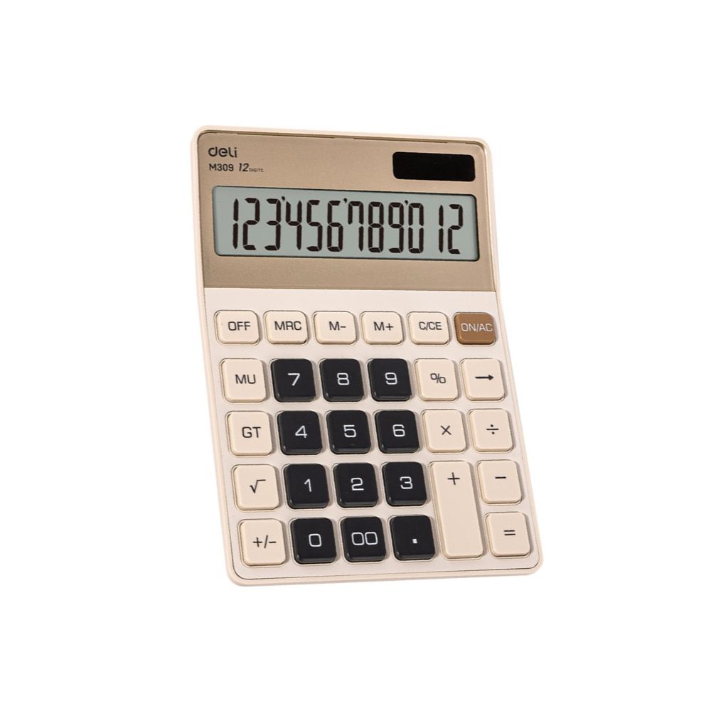 Калкулатор Deli EM309, настолен, 12 dgt, метален панел, 176.9х124.9х34 мм, златен