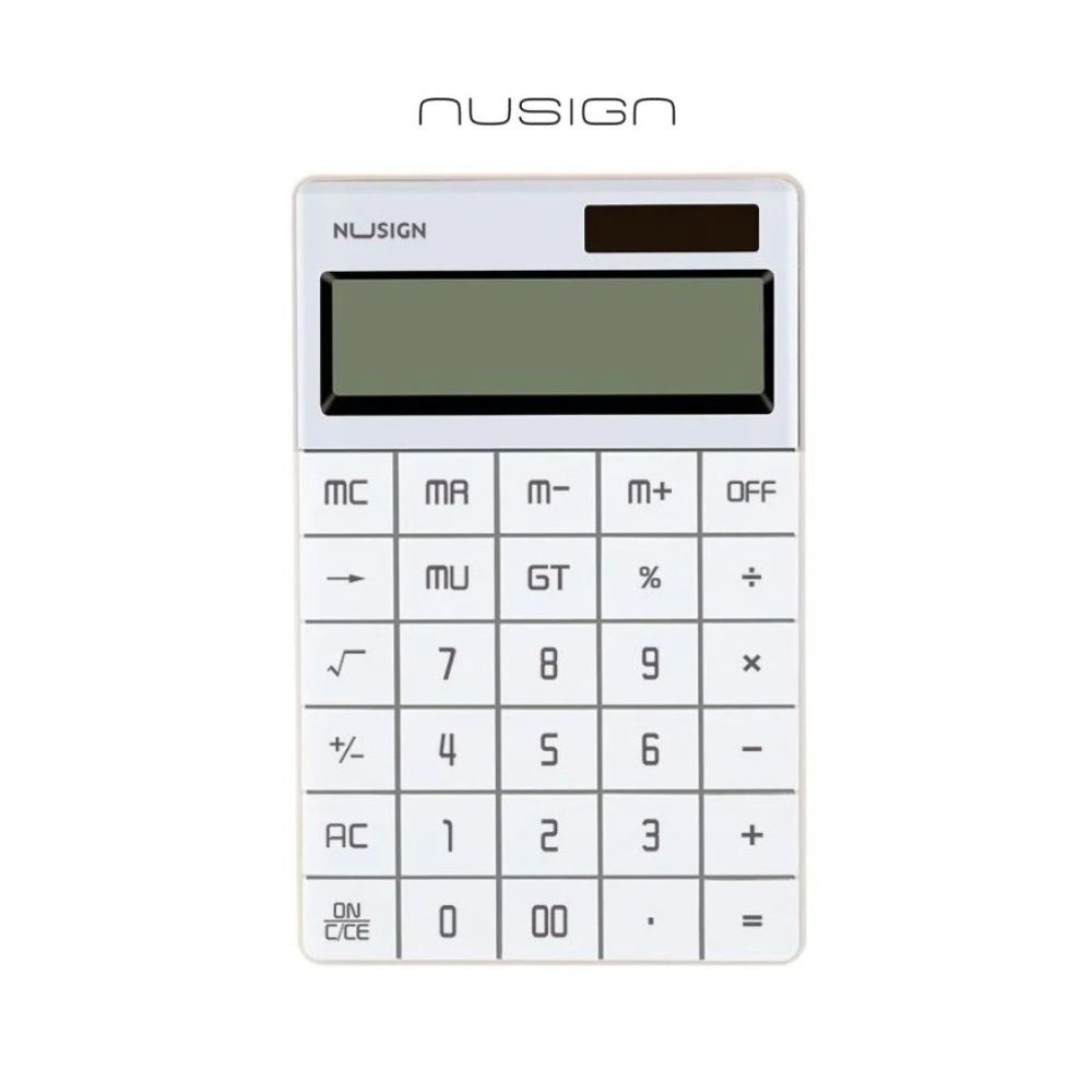 Калкулатор Nusign Classic ENS041, настолен, 12 dgt, 165.3x103.2х14.7 мм, бял