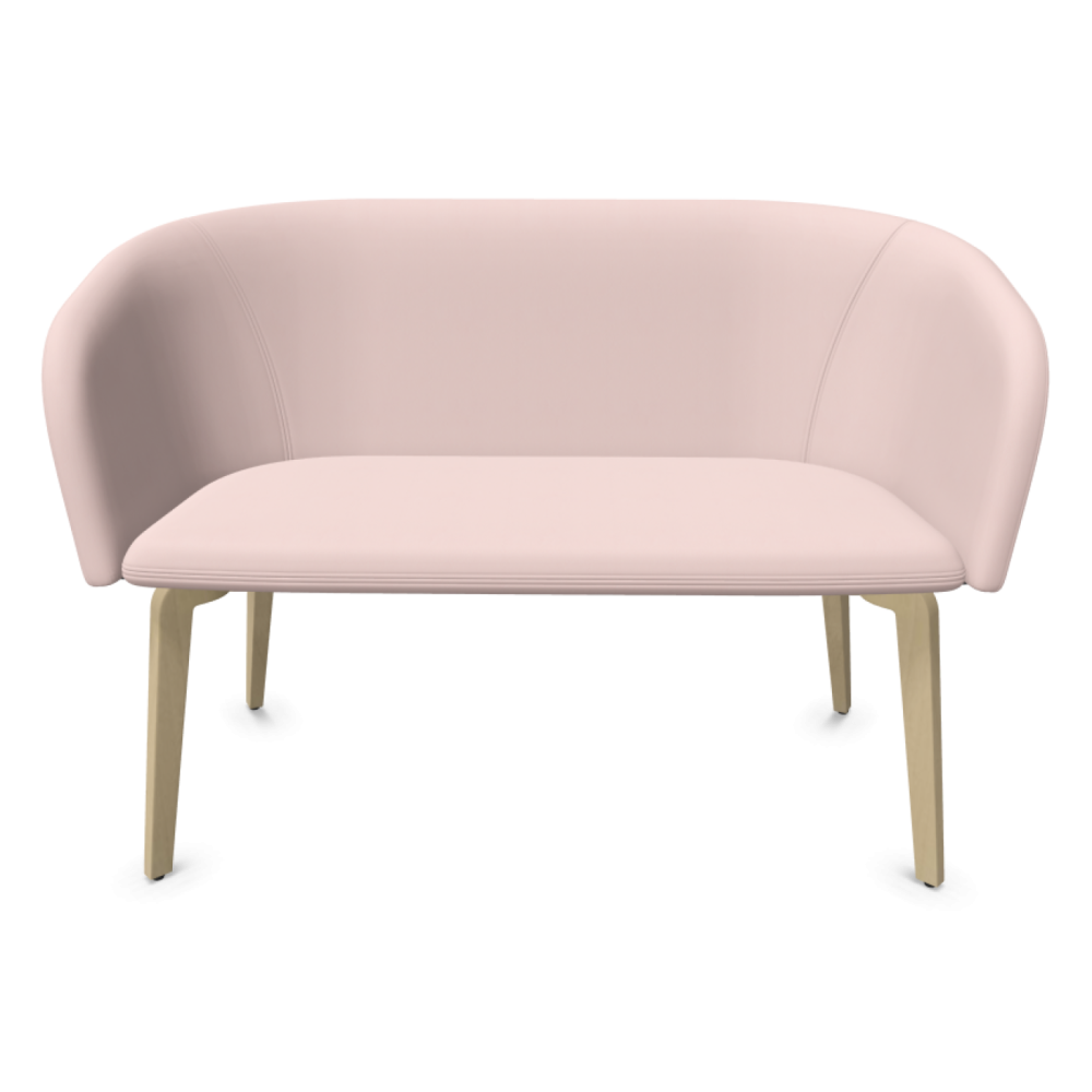 Канапе Naudu, двуместно, 4L букова основа, натурален цвят, еко кожа Valensia(2)VL2113, цвят розов