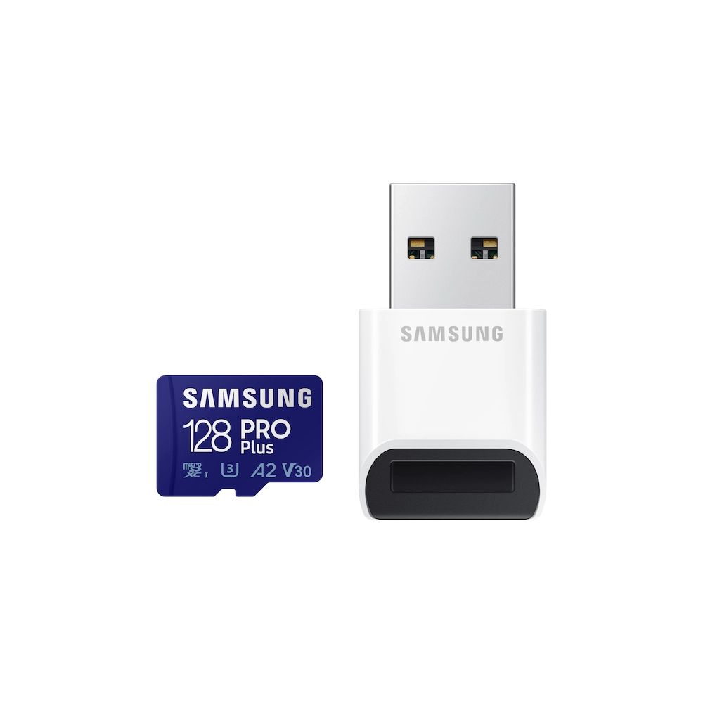 Карта памет Samsung 128GB Micro SD PRO Plus + Reader, Class10, Read 160MB/s - Write 120MB/s Карта памет Samsung 128GB Micro SD PRO Plus + Reader, Class10, Read 160MB/s - Write 120MB/s