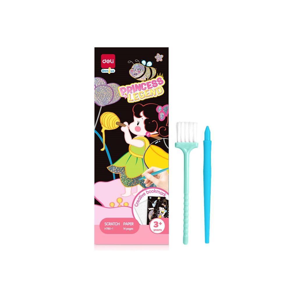 Картини за издраскване Deli Genius EH780-1, Princess Legend, 14 стр., + инструмент и четка