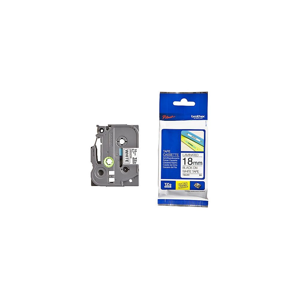 Касета с лента Brother TZe-241,18 мм, черен печат на бял фон