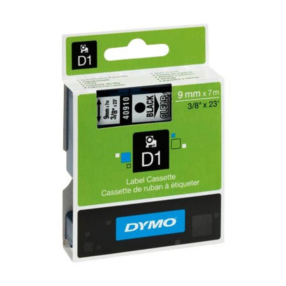 Касета с лента D1 за DYMO LabelManager 40910 полиестерна, 9 мм, черен печат на прозрачен фон