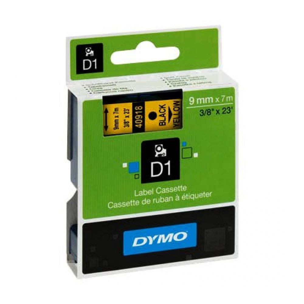 Касета с лента D1 за DYMO LabelManager 40918 полиестерна, 9 мм, черен печат на жълт фон