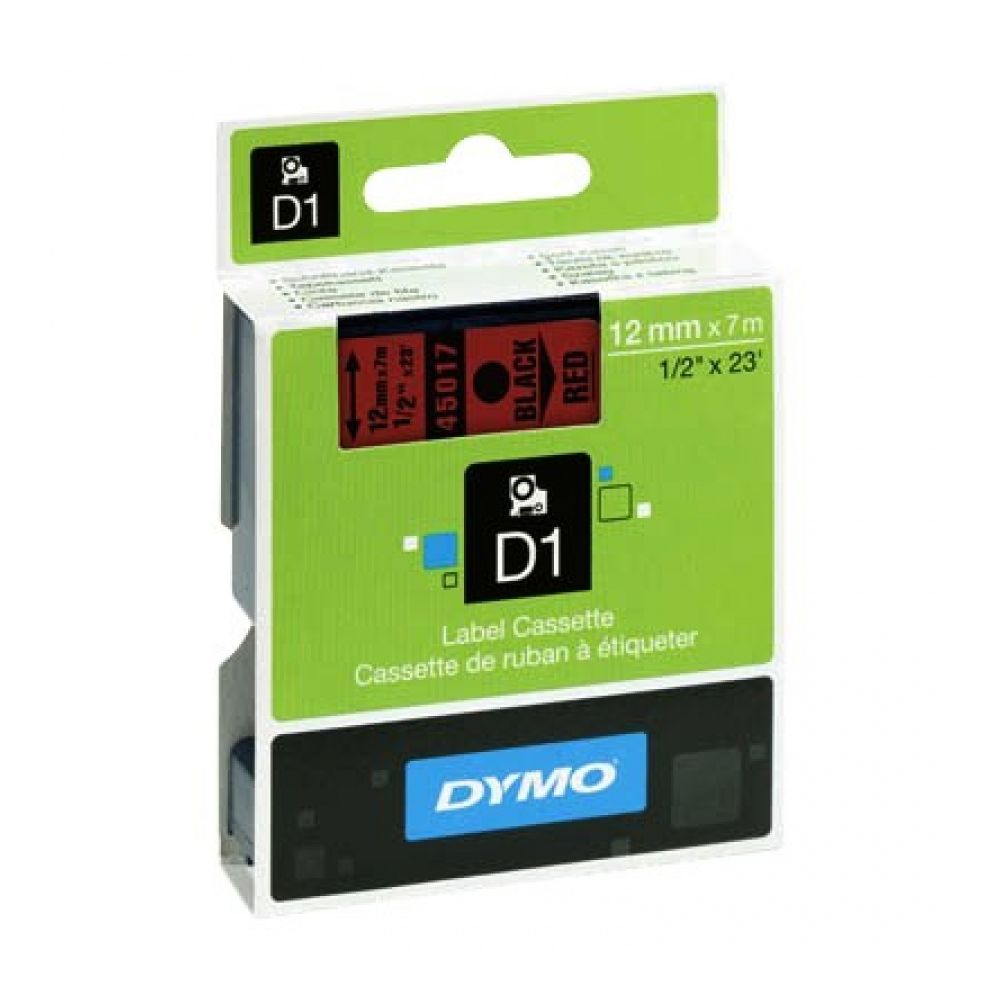 Касета с лента D1 за DYMO LabelManager 45017 полиестерна, 12 мм, черен печат на червен фон