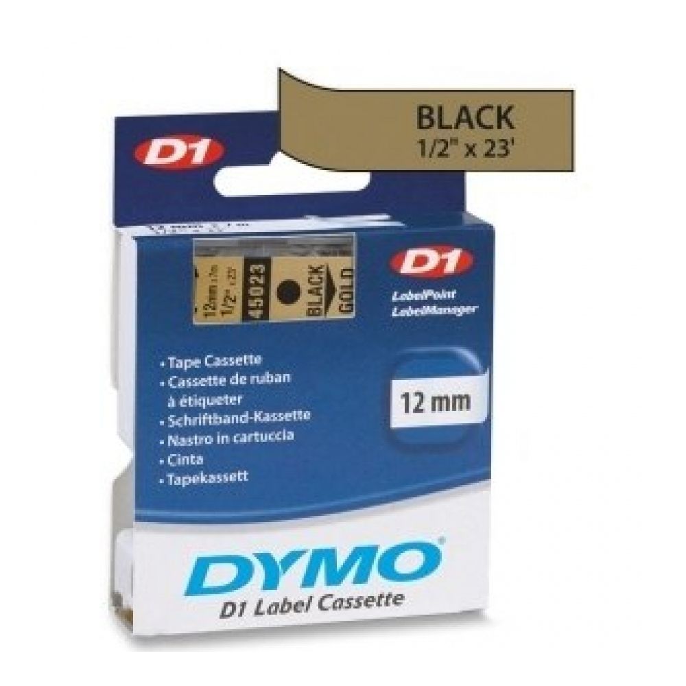 Касета с лента D1 за DYMO LabelManager 45023 полиестерна, 12 мм, черен печат на златен фон