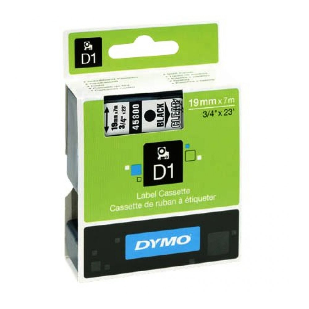 Касета с лента D1 за DYMO LabelManager 45800 полиестерна, 19 мм, черен печат на прозрачен фон