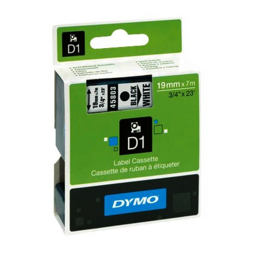 Касета с лента D1 за DYMO LabelManager 45803 полиестерна, 19 мм, черен печат на бял фон