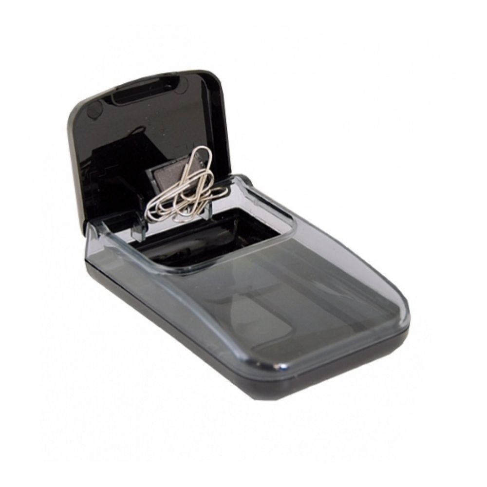 Кламеродържач Deli Essential, E988, магнитен, прозрачно тяло, черен капак