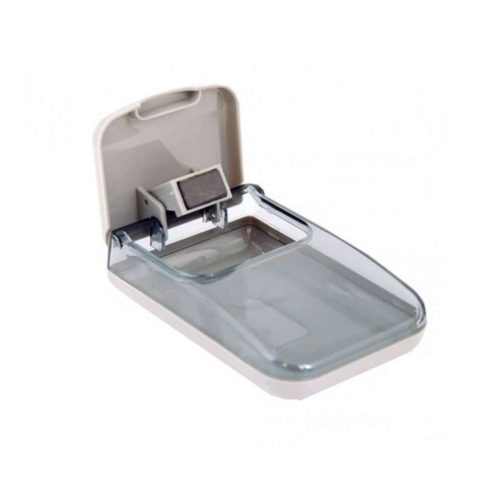 Кламеродържач Deli Essential, E988, магнитен, прозрачно тяло, сив капак