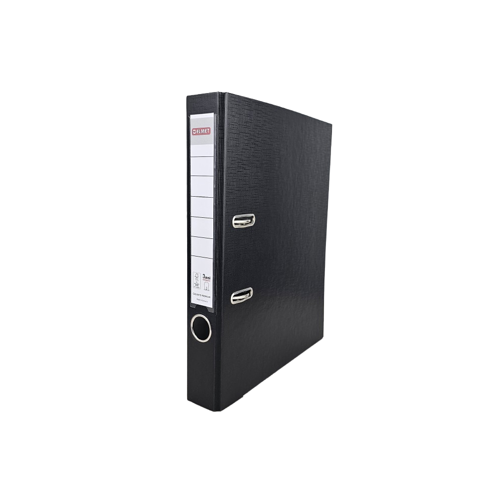 Класьор DELMET, РР, A4, 50 мм, метален кант, сменяем етикет, черен
