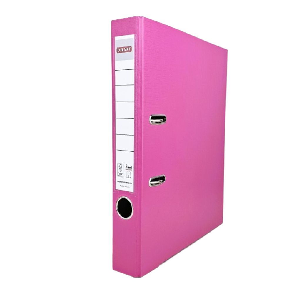 Класьор DELMET, РР, A4, 50 мм, метален кант, сменяем етикет, розов
