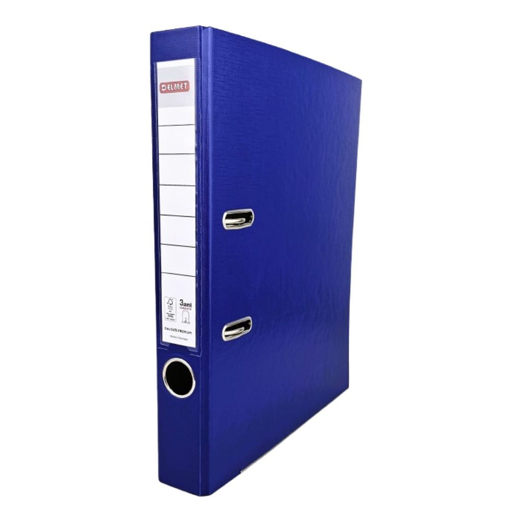 Класьор DELMET, РР, A4, 50 мм, метален кант, сменяем етикет, тъмносин