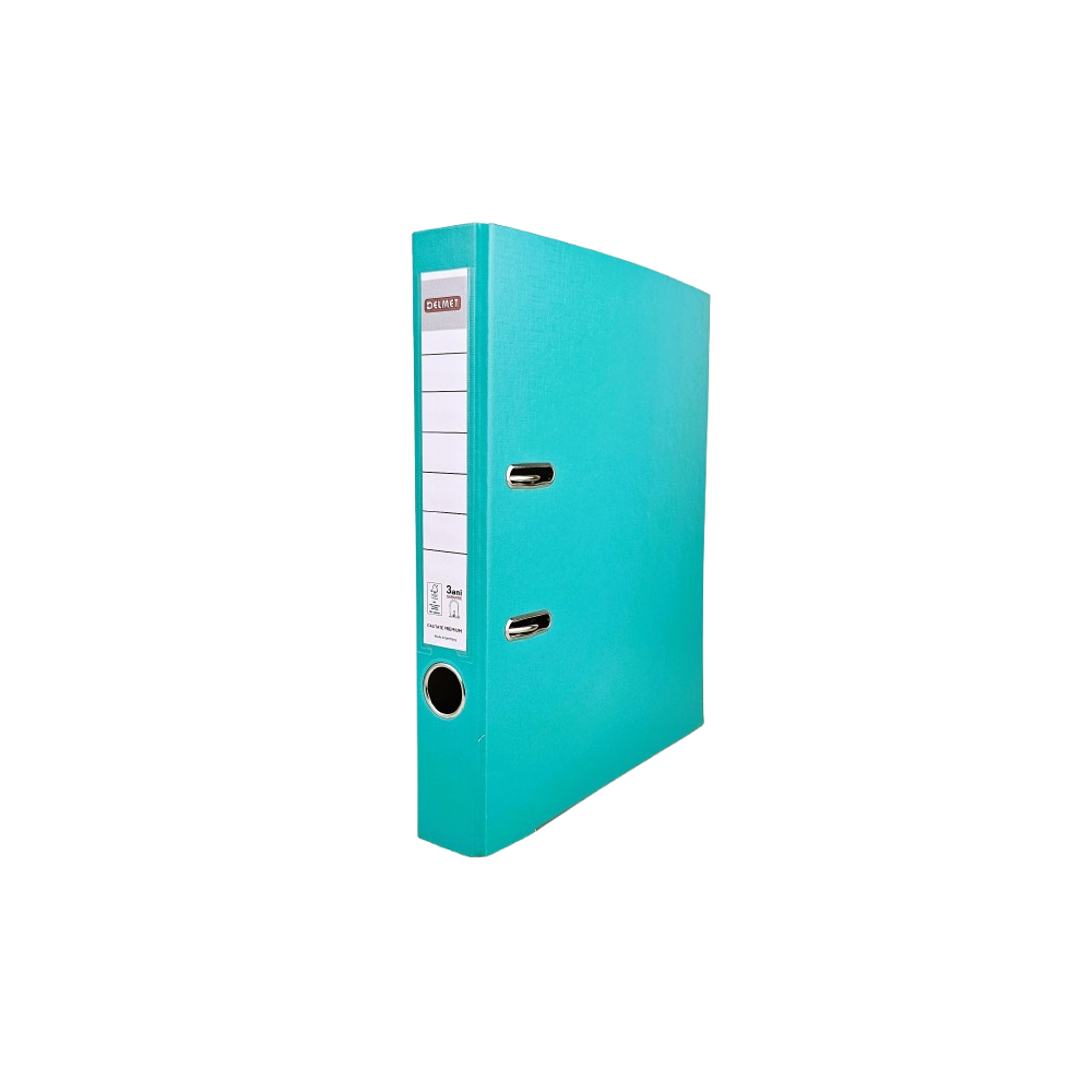 Класьор DELMET, РР, A4, 50 мм, метален кант, сменяем етикет, тюркоаз