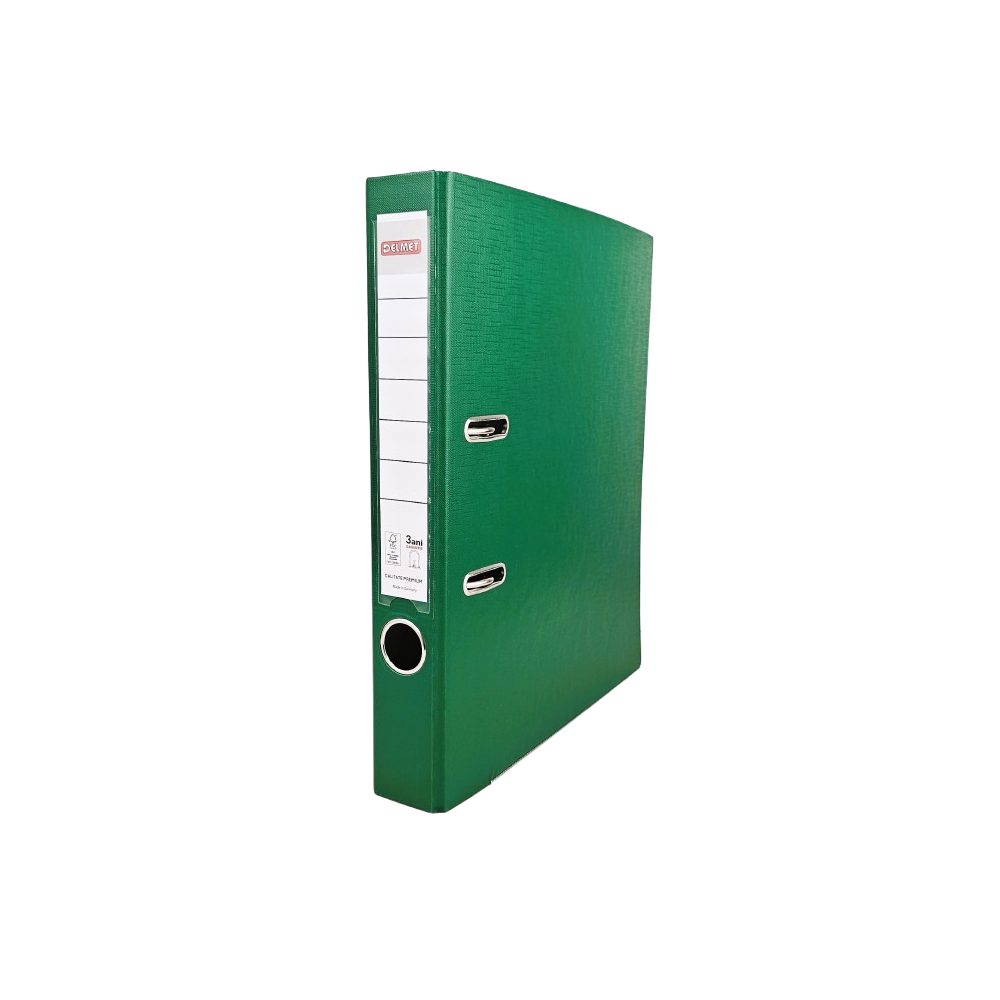 Класьор DELMET, РР, A4, 50 мм, метален кант, сменяем етикет, зелен