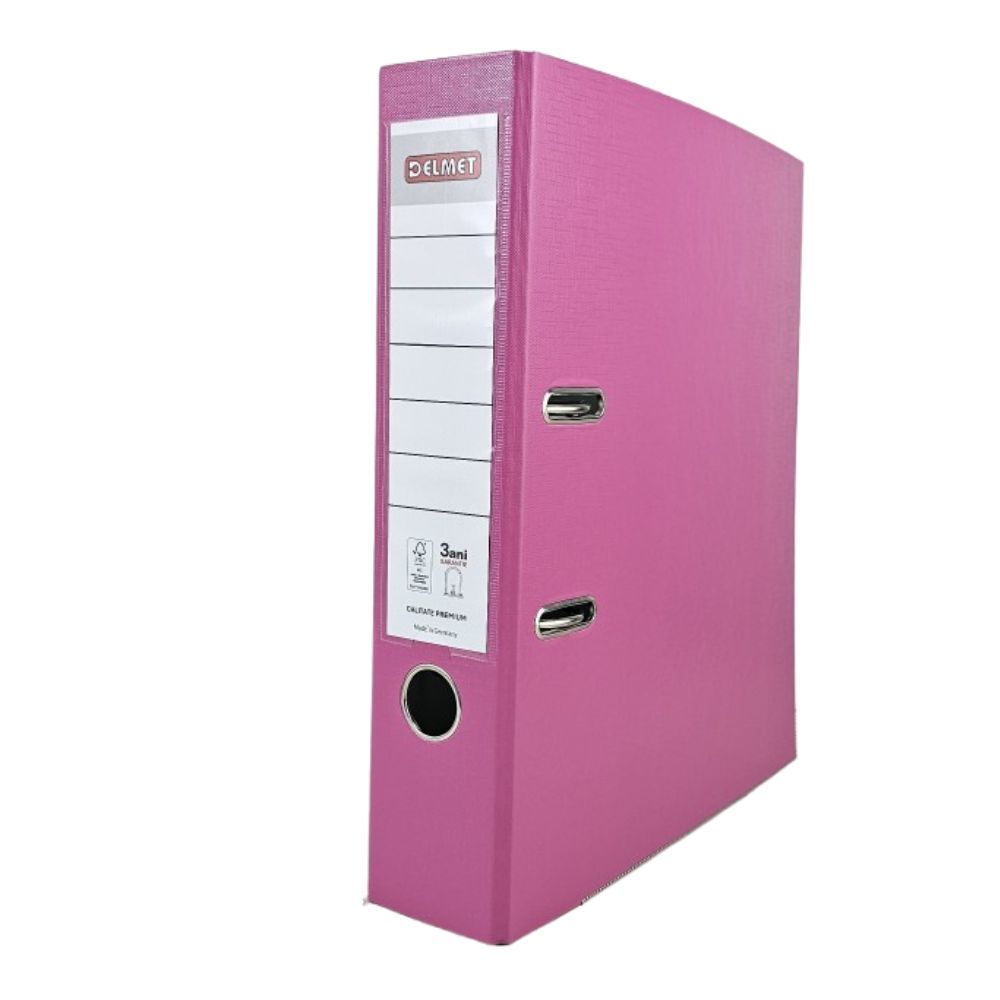 Класьор DELMET, РР, A4, 75 мм, метален кант, сменяем етикет, розов