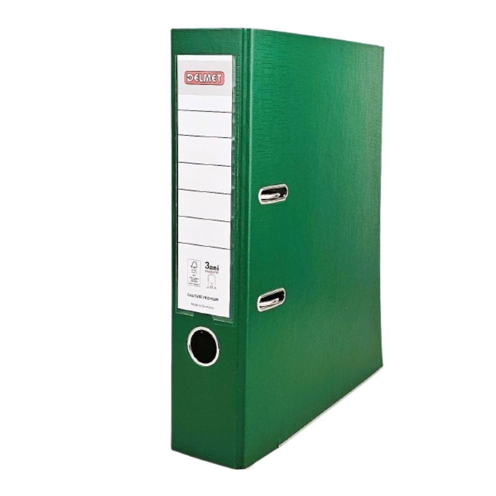 Класьор DELMET, РР, A4, 75 мм, метален кант, сменяем етикет, зелен