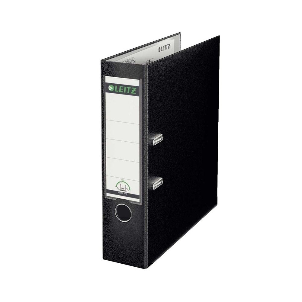 Класьор LEITZ 180°, РР, A4, 80 мм, метален кант, сменяем етикет, черен