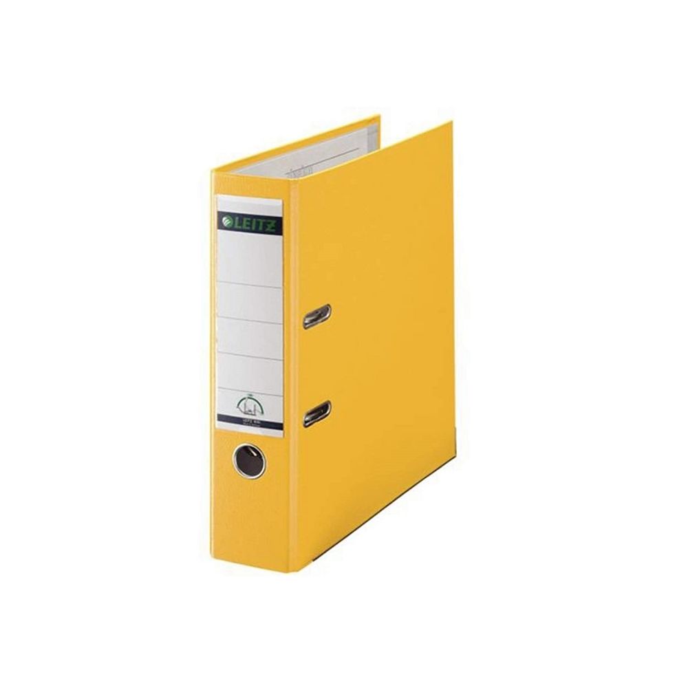 Класьор LEITZ 180°, РР, A4, 80 мм, метален кант, сменяем етикет, жълт