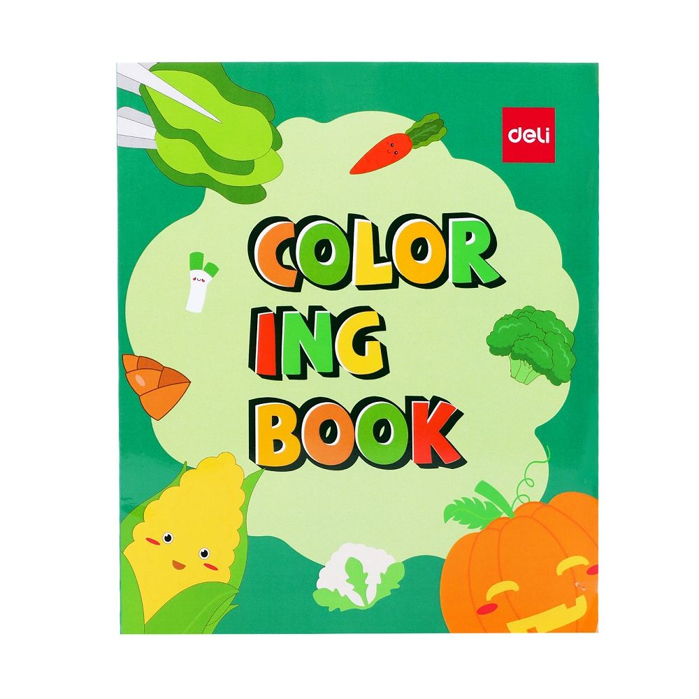 Книжка за оцветяване Deli EN042 Зеленчуци, 210х180 мм, 120 гр/кв.м, 12 л.