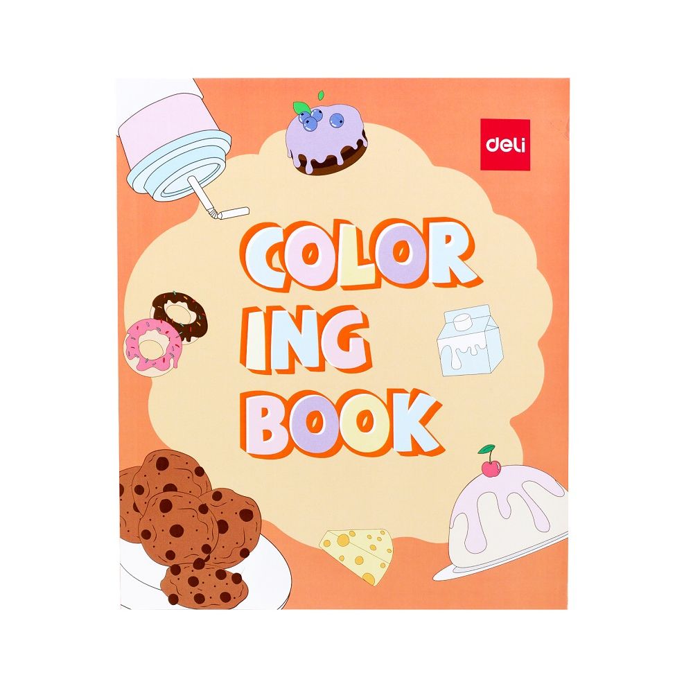 Книжка за оцветяване Deli EN046 Сладкиши, 210х180 мм, 120 гр/кв.м, 12 л.