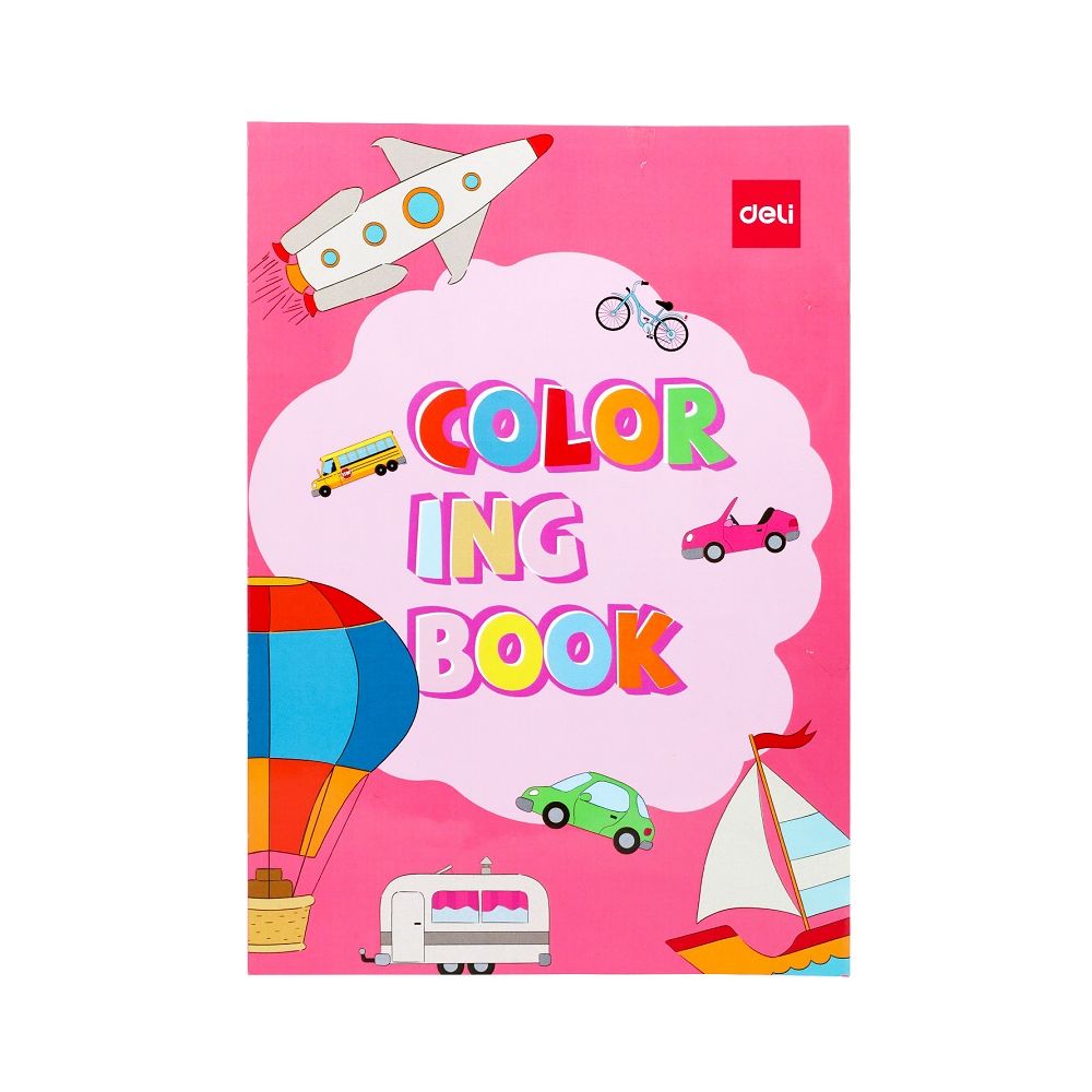 Книжка за оцветяване Deli EN047 Превозни средства, 250х176 мм, 120 гр/кв.м, 12 л.