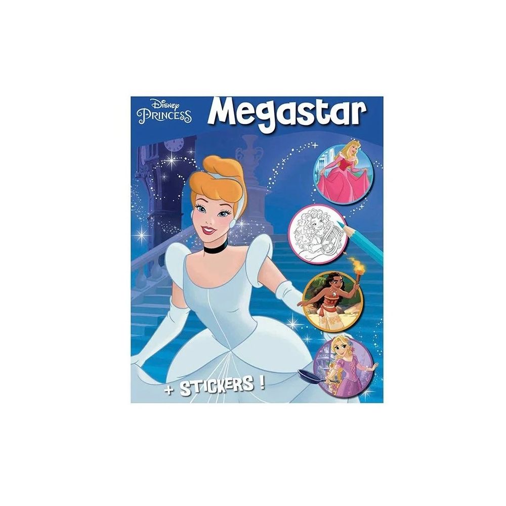 Книжка за оцветяване MEGASTAR Disney Princess, + стикери, A4, 128 стр.