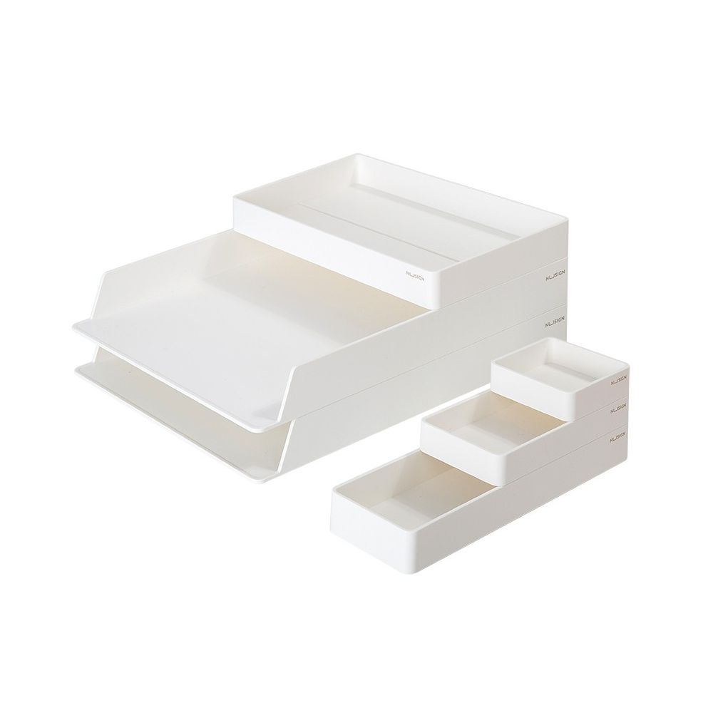 Комплект хоризонтални поставки NuSign, ENS001, различни размери, ABS, 6 бр., бели