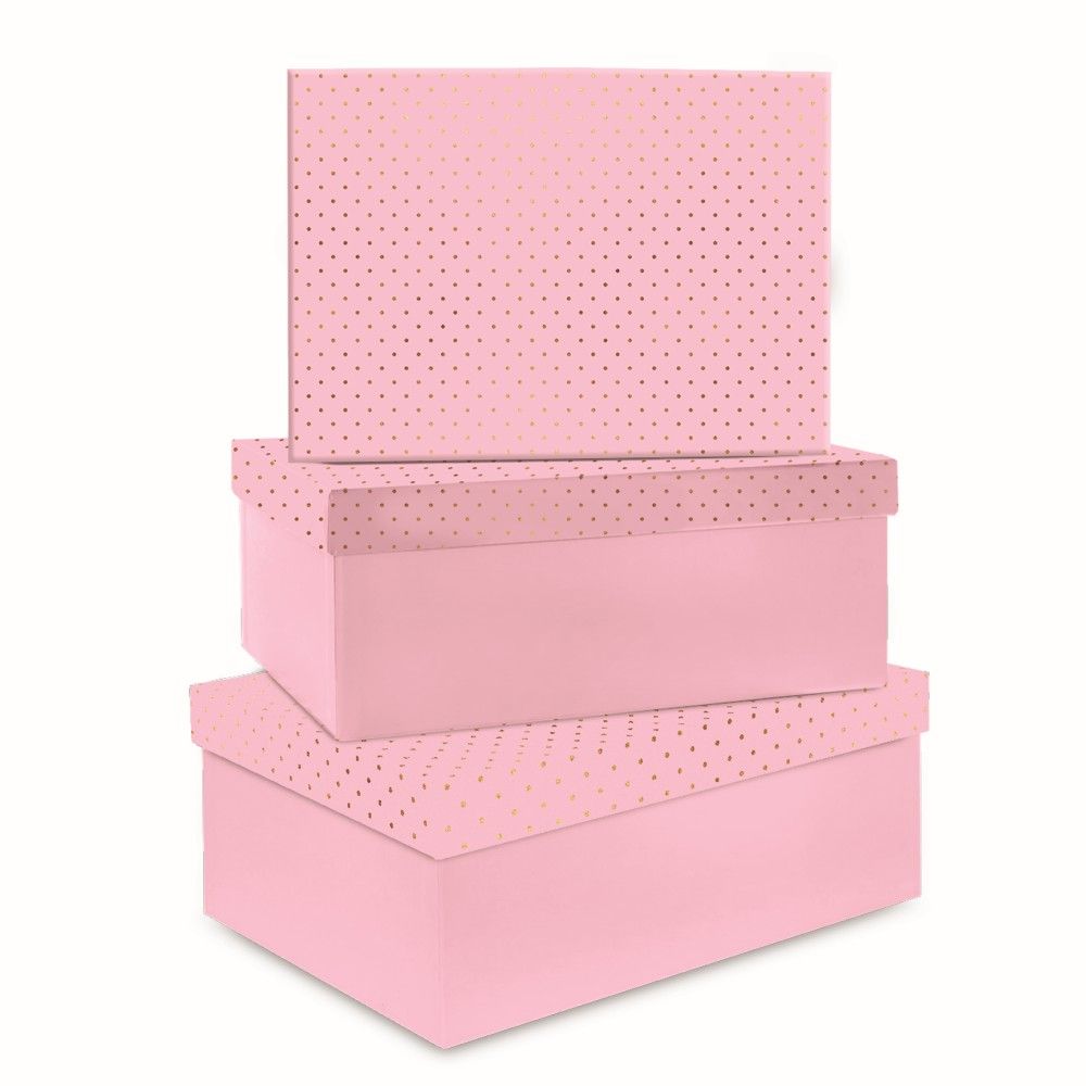 Комплект кутии за подаръци Lastva Pastel три броя, 1.5 мм дебелина, мат ламинат, розови