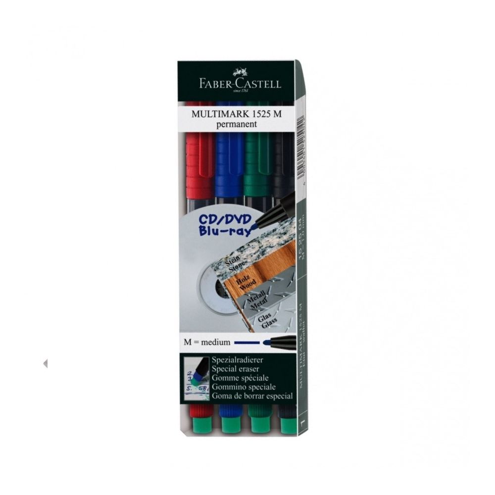 Комплект перманентни маркери Faber-Castell OHP-M, 1 мм, 4 цвята