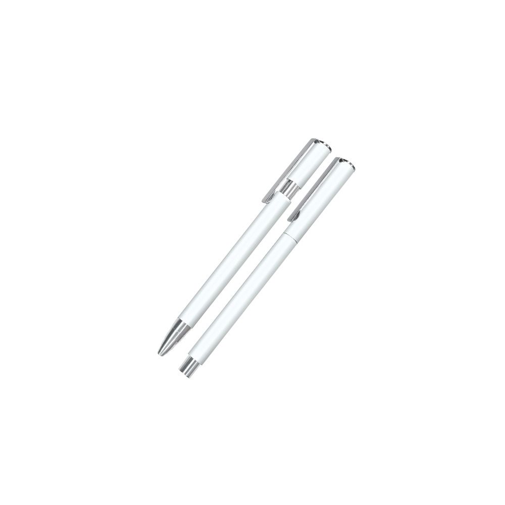 Комплект ролер и автоматична химикалка Lastva Nofi White&Silver, метални, в кутия