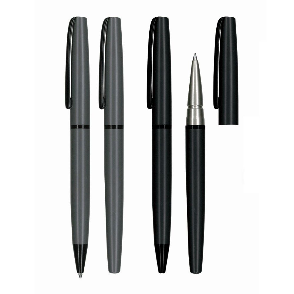 Комплект ролер и автоматична химикалка Lastva Oxi Black, метални, в кутия