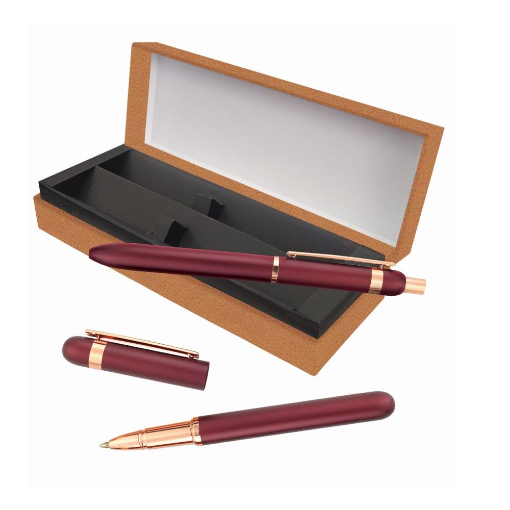 Комплект ролер и автоматична химикалка Lastva Ventura Red&Gold, метални, в кутия