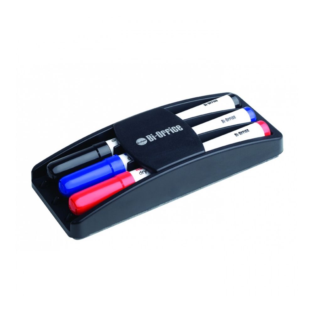 Комплект за бяла дъска Bi-Office - 3 маркера за бяла дъска + гъба