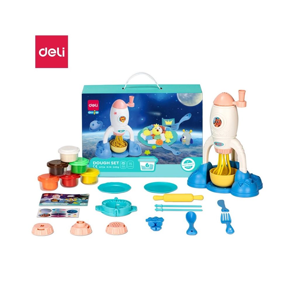 Комплект за моделиране Deli Genius EH724, 6 цвята пластилин х 40 гр, 16 аксесоара