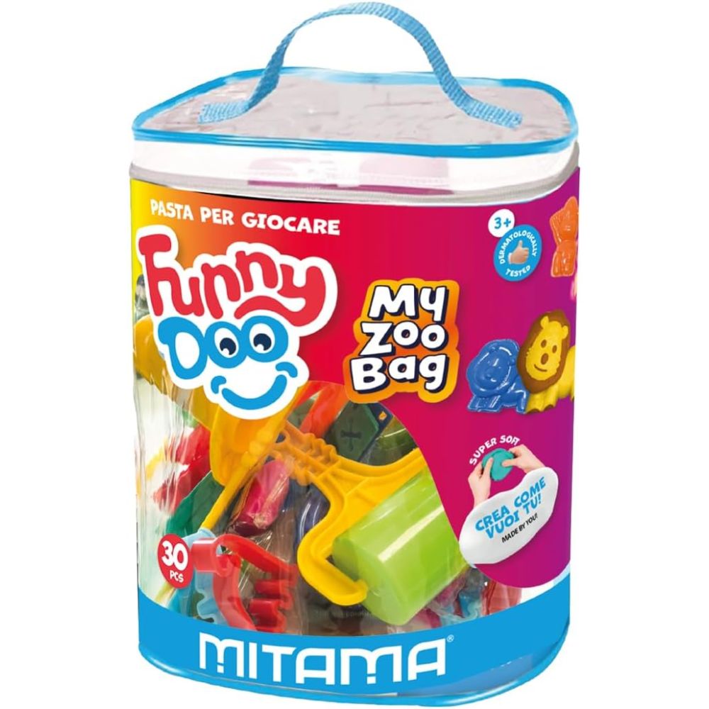 Комплект за моделиране MITAMA Funny Doo My Zoo Bag, 14 цвята моделин, с аксесоари, 30 части