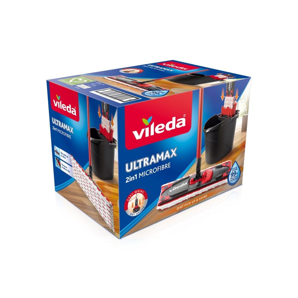 Комплект за почистване на под VILEDA Ultramax Box, моп с микрофибър и кофа