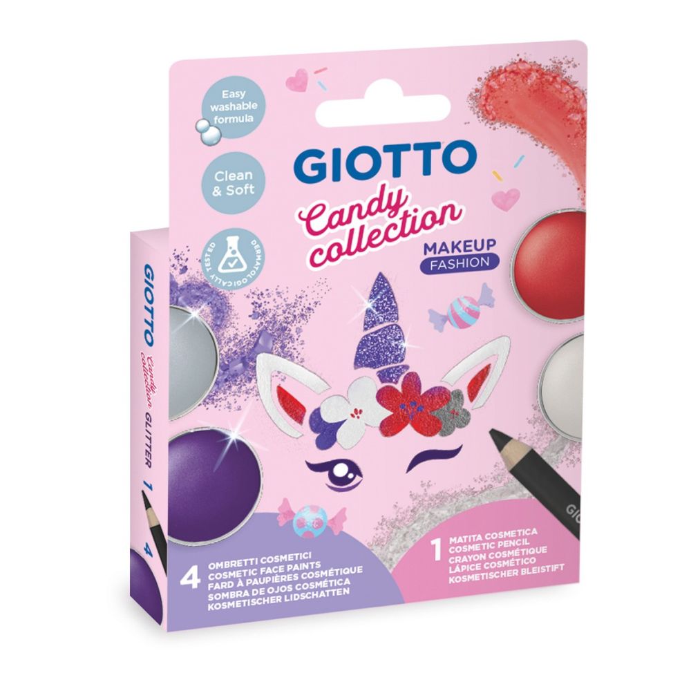 Комплект за рисуване на лице GIOTTO Candy Make-up Fashion, 4 боички и 1 молив