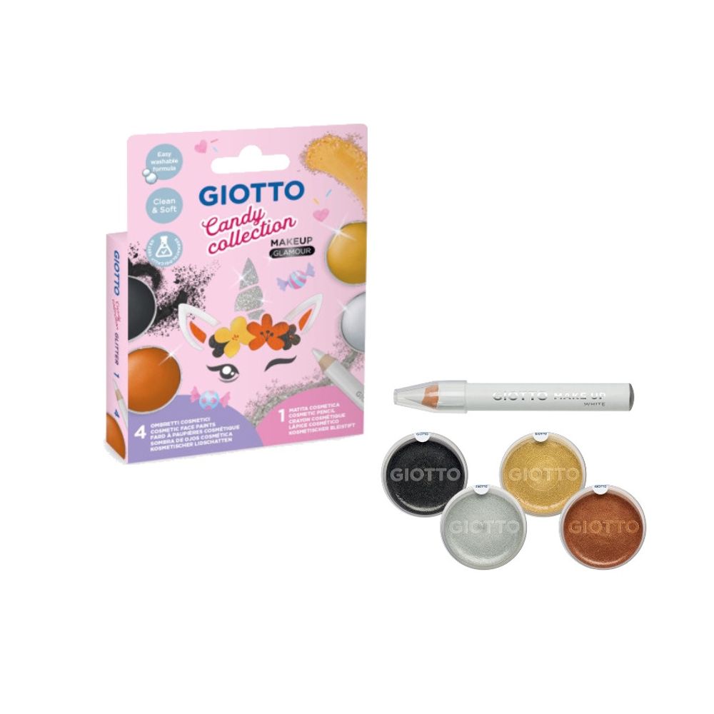 Комплект за рисуване на лице GIOTTO Candy Make-up Glamour, 4 боички и 1 молив
