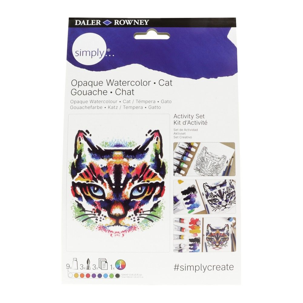 Комплект за рисуване с темперни бои DALER-ROWNEY Activity Set Gouache - Cat, 16 части