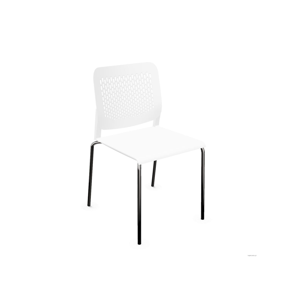 Конферентен стол Calado 4L, PP облегалка и седалка, база хром, бял