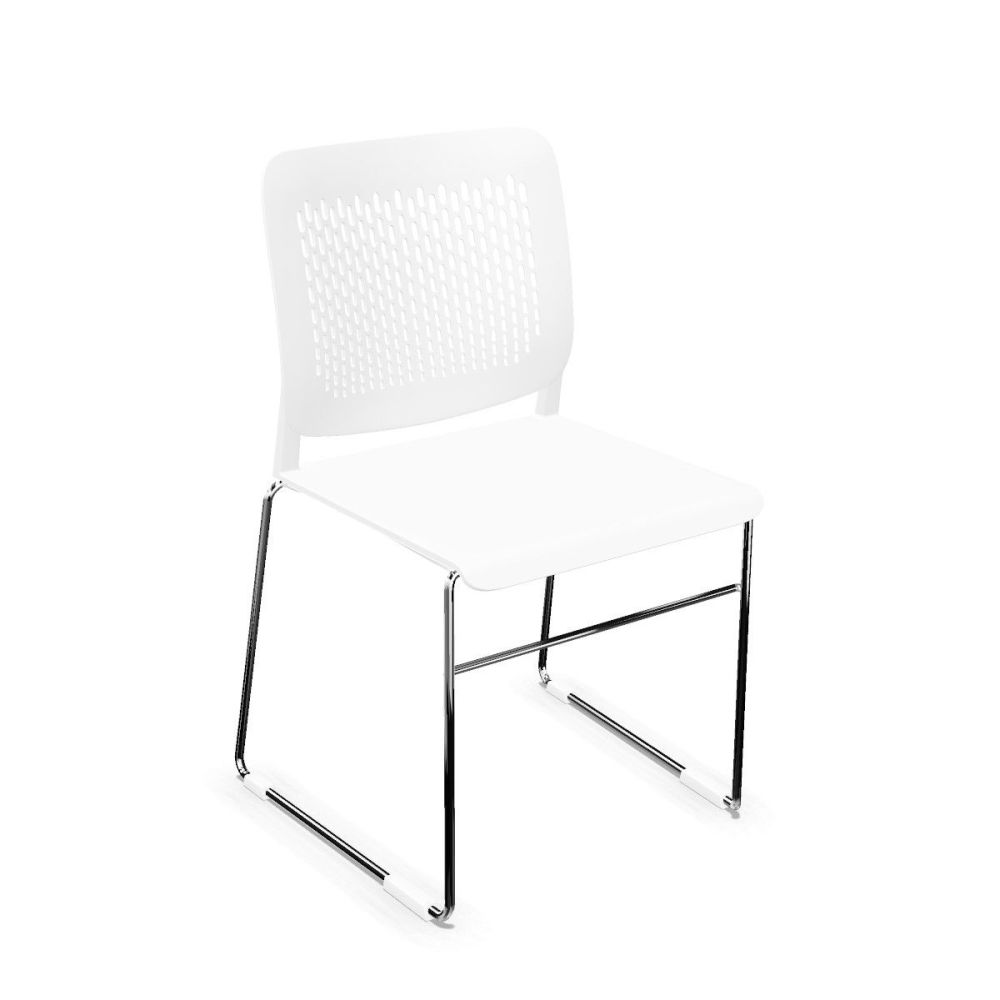 Конферентен стол Calado CFS, PP облегалка и седалка, база хром, бял